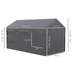 Outsunny 10' X 20' Party Tent & Carport, Height Adjustable Portable Garage, Outdoor Canopy Tent With Mesh Windows, Zippered Door, For Car, Truck, Boat, Motorcycle, Bike, Garden Tools, Dark Gray -Outsunny U6Dc17188dc2e8361