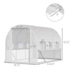 Outsunny 10' X 7' X 7' Walk-in Tunnel Greenhouse, Outdoor Plant Nursery With Anti-Tear PE Cover, Zipper Doors And Mesh Windows, White -Outsunny UCMc17188c3b86e7d