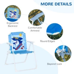 Outsunny Kids Table And Chair Set, Outdoor Folding Garden Furniture, For Patio Backyard, With Shark Pattern, Removable & Height Adjustable Sun Umbrella, Aged 3-6 Years Old, Blue -Outsunny UCvb1017f276904d6