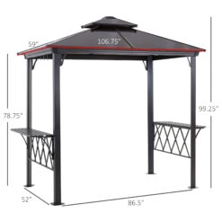 Outsunny Outside Porch BBQ Cooking Pergola Canopy W/ 6 Hooks For Utensils & Double Venting Roof -Outsunny UFZc1718243e75b2b