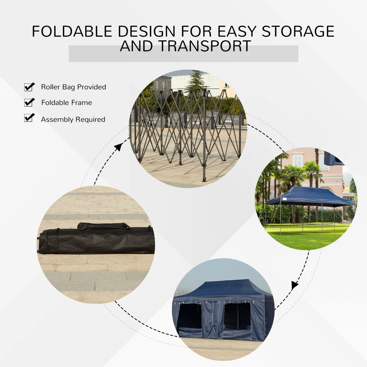 Outsunny 10' X 20' Pop Up Canopy Tent With Sidewalls & Doors, Instant Tents For Parties With Wheeled Carry Bag, Height Adjustable, For Outdoor, Garden, Patio, Blue 5 Outsunny 10' X 20' Pop Up Canopy Tent With Sidewalls & Doors, Instant Tents For Parties With Wheeled Carry Bag, Height Adjustable, For Outdoor, Garden, Patio, Blue - Image 5