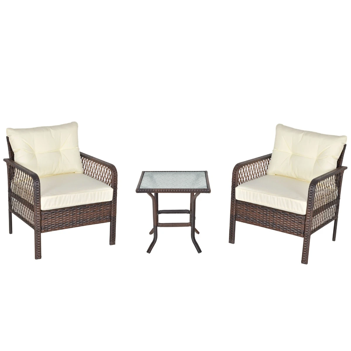 Outsunny 5-Piece Wicker Patio Armchair Set With Ottoman, Outdoor PE Rattan Furniture Set With Comfortable Zippered Cushions & Weather-Fighting Build, Brown 8 Outsunny 5-Piece Wicker Patio Armchair Set With Ottoman, Outdoor PE Rattan Furniture Set With Comfortable Zippered Cushions & Weather-Fighting Build, Brown - Image 8