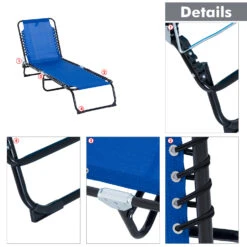 Outsunny 4-Position Reclining Beach Chair Chaise Lounge Folding Chair - Navy Blue -Outsunny URT3d6181532bbea9