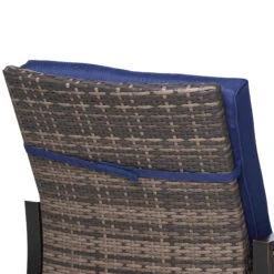 Outsunny Outdoor Recliner Chair With Cushion, Rust-Resistant Aluminum Frames PE Wicker Patio Lounge Chaise Chair With Adjustable Reclining Backrest And Footrest, Pillow, Dark Blue -Outsunny UYDfc917fbf161a31