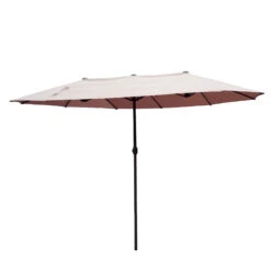Outsunny Patio Umbrella 15' Outdoor With Twin Canopy Sunshade