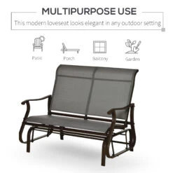 Outsunny 2-Person Outdoor Glider Bench,Patio Glider Loveseat Chair With Powder Coated Steel Frame,2 Seats Porch Rocking Glider For Backyard, Lawn, Garden And Porch, Mixed Grey 14 Outsunny 2-Person Outdoor Glider Bench,Patio Glider Loveseat Chair With Powder Coated Steel Frame,2 Seats Porch Rocking Glider For Backyard, Lawn, Garden And Porch, Mixed Grey -Outsunny Uaob1017f4e9731a8