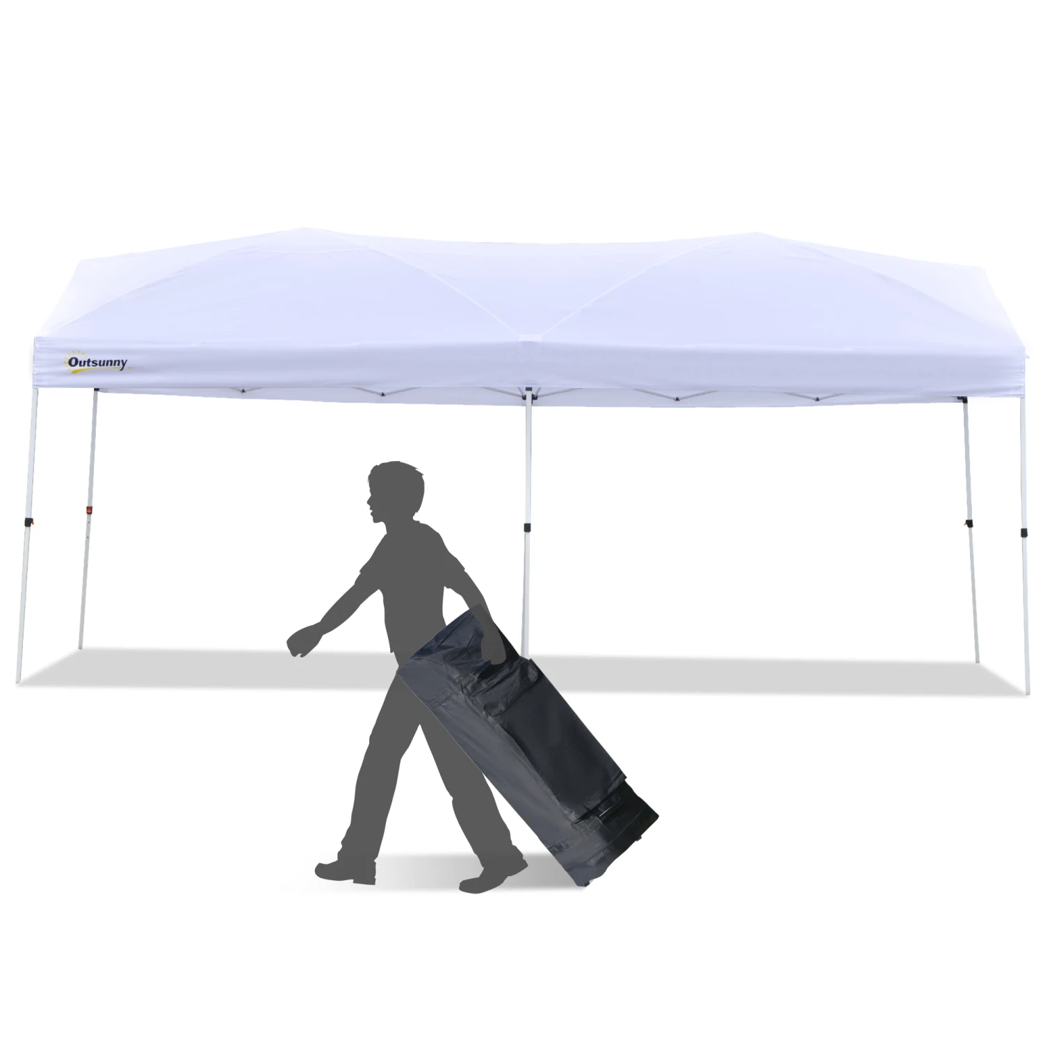 Outsunny 20' X 10' Outdoor Pop Up Canopy Tent Gazebo With 3-Level Adjustable Legs, Roller Bag, & UV-Fighting Canopy 11 Outsunny 20' X 10' Outdoor Pop Up Canopy Tent Gazebo With 3-Level Adjustable Legs, Roller Bag, & UV-Fighting Canopy - Image 11