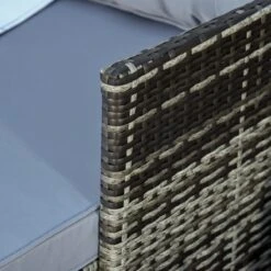 Outsunny 3 Piece Patio Furniture Set, Rattan Outdoor Sofa Set With Chaise Lounge & Loveseat, Soft Cushions, Tempered Glass Table, L-Shaped Sectional Couch, Light Gray -Outsunny Us481b17e698dc214