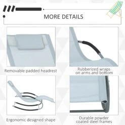 Outsunny Zero Gravity Rocking Chair Outdoor Chaise Lounge Chair Recliner Rocker With Detachable Pillow & Durable Weather-Fighting Fabric For Patio, Deck, Pool, Grey -Outsunny UyD6d317e68fb494d