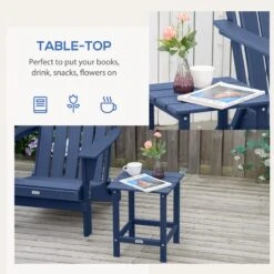 Outsunny 15" Outdoor Side Table, Square Patio Accent Table, Durable HDPE Plastic Tea Table For Adirondack Chair, Backyard, Garden, Lawn, Blue -Outsunny V0Wb9417ed37bb70a