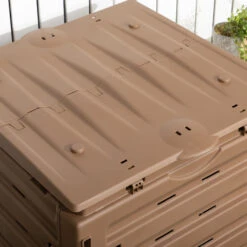 Outsunny Garden Compost Bin, 120 Gallon (450L) Garden Composter, BPA Free, With 80 Vents And 2 Sliding Doors, Lightweight & Sturdy, Fast Creation Of Fertile Soil, Brown -Outsunny V3x3d6188c3b87045