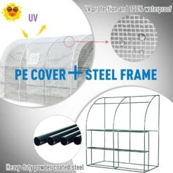 Outsunny Outdoor Walk-In Tunnel Wall Gardening Greenhouse With Windows And Doors - 2 Tiers 6 Wired Shelves - 10' L X 5'W X 7'H -Outsunny V5kf1417e69fb9cfd