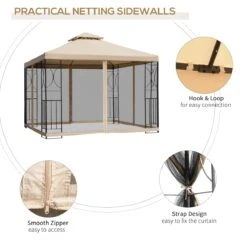 Outsunny 10' X 10' Patio Gazebo With Corner Shelves, Outdoor Gazebo Canopy Shelter With Netting, And Vented Roof, For Garden, Lawn, Backyard And Deck 20 Outsunny 10' X 10' Patio Gazebo With Corner Shelves, Outdoor Gazebo Canopy Shelter With Netting, And Vented Roof, For Garden, Lawn, Backyard And Deck -Outsunny VBg88517e698db5b5