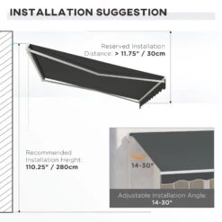 Outsunny 12' X 10' Electric Awning, Retractable Awning, UV Protection Sun Shade Shelter With Remote Controller And Manual Crank Handle For Deck, Balcony, Yard, Black 14 Outsunny 12' X 10' Electric Awning, Retractable Awning, UV Protection Sun Shade Shelter With Remote Controller And Manual Crank Handle For Deck, Balcony, Yard, Black -Outsunny VBgb10188af1f505e
