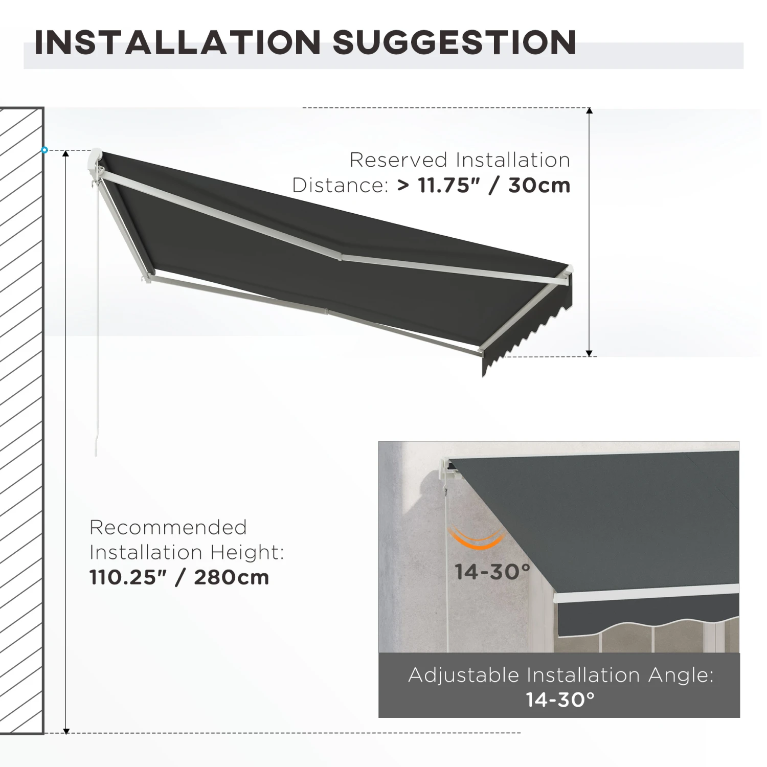 Outsunny 12' X 10' Electric Awning, Retractable Awning, UV Protection Sun Shade Shelter With Remote Controller And Manual Crank Handle For Deck, Balcony, Yard, Black 6 Outsunny 12' X 10' Electric Awning, Retractable Awning, UV Protection Sun Shade Shelter With Remote Controller And Manual Crank Handle For Deck, Balcony, Yard, Black - Image 6