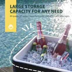 Outsunny 80 QT Rolling Cooling Bins Ice Chest On Wheels Outdoor Stand Up Drink Cooler Cart For Party, Brown 14 Outsunny 80 QT Rolling Cooling Bins Ice Chest On Wheels Outdoor Stand Up Drink Cooler Cart For Party, Brown -Outsunny VOwa091815313c720