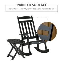 Outsunny 2 Pieces Wood Patio Bistro Set, Outdoor Rocking Chair Set With Armrests And High Back Rocking Chair And Portable Side Table, For Indoor, Outdoor, Patio, Backyard, Black -Outsunny VVR75617f2768d6a9