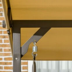 Outsunny 3-Seat Patio Swing Chair, Porch Swing Glider With Cushion, 3 Throw Pillows & Adjustable Canopy For Porch, Garden, Poolside, Backyard, Khaki -Outsunny VVc3d6188d6513fb5