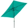 Outsunny 6.5' X 10' Rectangular Market Umbrella, Patio Outdoor Table Umbrella With Crank And Push Button Tilt, Teal