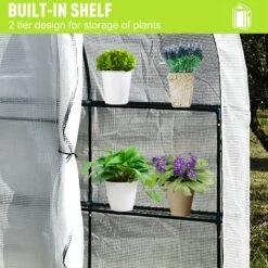 Outsunny Outdoor Walk-In Tunnel Wall Gardening Greenhouse With Windows And Doors - 2 Tiers 6 Wired Shelves - 10' L X 5'W X 7'H -Outsunny VWpc3b17e69fb9cfd