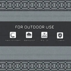 Outsunny Reversible Outdoor Rug Carpet, 9' X 12' Waterproof Plastic Straw Rug, Portable RV Camping Rugs With Carry Bag, Large Floor Mat For Backyard, Deck, Picnic, Beach, Black & Gray Border 12 Outsunny Reversible Outdoor Rug Carpet, 9' X 12' Waterproof Plastic Straw Rug, Portable RV Camping Rugs With Carry Bag, Large Floor Mat For Backyard, Deck, Picnic, Beach, Black & Gray Border -Outsunny VaM88c1855b4080f9
