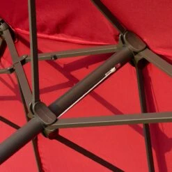 Outsunny Patio Umbrella 15' Steel Rectangular Outdoor Double Sided Market With Base, UV Sun Protection & Easy Crank For Deck Pool Patio, Wine Red -Outsunny VbK24d17e69692968