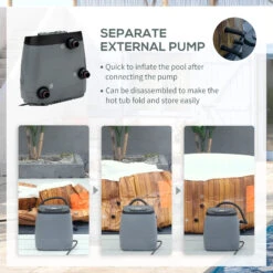 Outsunny 4 Person Inflatable Portable Hot Tub, Outdoor Round Heated Spa With 108 Jets, Pump, Cover, Filter Cartridges, Brown -Outsunny VbKb1017fae7c2d25