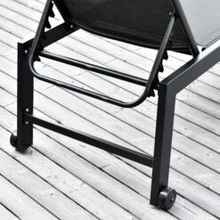 Outsunny Outdoor Lounge Chair, Patio Lounger With 5-Position Reclining Backrest And 2 Wheels For Poolside, Beach, Lawn, Black 19 Outsunny Outdoor Lounge Chair, Patio Lounger With 5-Position Reclining Backrest And 2 Wheels For Poolside, Beach, Lawn, Black -Outsunny VcH3d617fb9708409