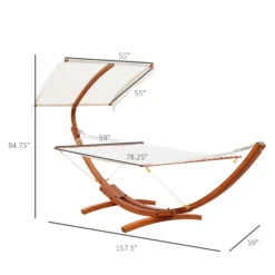 Outsunny Outdoor Hammock With Stand & Accessories, Heavy Duty Wooden Frame, Sun Shade Visor Canopy, Indoor Outside Boho Style Nap Bed, Natural Cotton, White 13 Outsunny Outdoor Hammock With Stand & Accessories, Heavy Duty Wooden Frame, Sun Shade Visor Canopy, Indoor Outside Boho Style Nap Bed, Natural Cotton, White -Outsunny VwGc1717fe800dff8