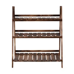 Outsunny 32'' Foldable Plant Stand, 3-Tier Wooden Flower Stand, Ladder Display Shelf With Slatted Bottom, For Garden Indoor Outdoor 14 Outsunny 32'' Foldable Plant Stand, 3-Tier Wooden Flower Stand, Ladder Display Shelf With Slatted Bottom, For Garden Indoor Outdoor -Outsunny W6u2fb17e678d0984