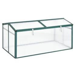 Outsunny 51" Aluminum Vented Cold Frame Mini Greenhouse Kit - Silver/Green/Transparent