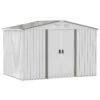 Outsunny 9' X 6' Metal Storage Shed Garden Tool House With Double Sliding Doors, 4 Air Vents For Backyard, Patio, Lawn, Silver