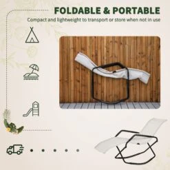 Outsunny Outdoor Folding Rocking Chair, Foldable Chaise Lounge Pool Chair With Armrests For Sun Tanning, Sunbathing, Rocker For Patio, Lawn, Beach, Cream White -Outsunny WCr3eb17e71d9bbf8