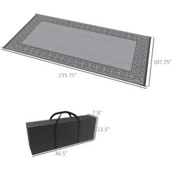 Outsunny Reversible Outdoor Rug Carpet, 9' X 18' Waterproof Plastic Straw Rug, Portable RV Camping Rugs With Carry Bag, Large Floor Mat For Backyard, Deck, Picnic, Beach, Black & Gray Border 11 Outsunny Reversible Outdoor Rug Carpet, 9' X 18' Waterproof Plastic Straw Rug, Portable RV Camping Rugs With Carry Bag, Large Floor Mat For Backyard, Deck, Picnic, Beach, Black & Gray Border -Outsunny WDOc171855b40b241