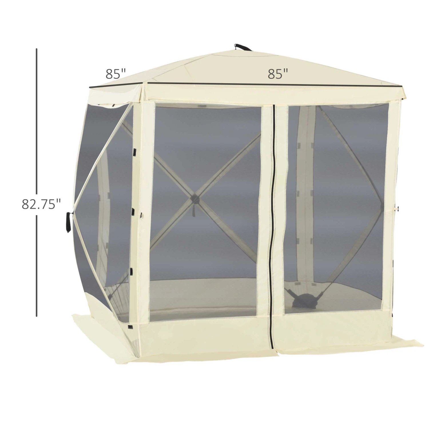Outsunny Pop Up Camping Canopy Gazebo Screen Shelter Tent With Single Person Easy Set-Up, Ventilating Mesh, Portable Carry Bag For Outdoor Camping Party Event, 7x7FT, Beige 3 Outsunny Pop Up Camping Canopy Gazebo Screen Shelter Tent With Single Person Easy Set-Up, Ventilating Mesh, Portable Carry Bag For Outdoor Camping Party Event, 7x7FT, Beige - Image 3