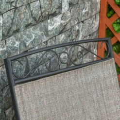 Outsunny Outdoor Glider Chairs With Coffee Table, Patio 2-Seat Rocking Chair Swing With Breathable Sling For Backyard, Garden And Porch, Brown -Outsunny WJy5ef189635d860e