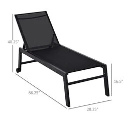 Outsunny Outdoor Lounge Chair, Patio Lounger With 5-Position Reclining Backrest And 2 Wheels For Poolside, Beach, Lawn, Black 13 Outsunny Outdoor Lounge Chair, Patio Lounger With 5-Position Reclining Backrest And 2 Wheels For Poolside, Beach, Lawn, Black -Outsunny WLac1717fb9708409