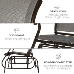 Outsunny 2-Person Outdoor Glider Bench,Patio Glider Loveseat Chair With Powder Coated Steel Frame,2 Seats Porch Rocking Glider For Backyard, Lawn, Garden And Porch, Mixed Grey 13 Outsunny 2-Person Outdoor Glider Bench,Patio Glider Loveseat Chair With Powder Coated Steel Frame,2 Seats Porch Rocking Glider For Backyard, Lawn, Garden And Porch, Mixed Grey -Outsunny WQr88c17f4e9731a8