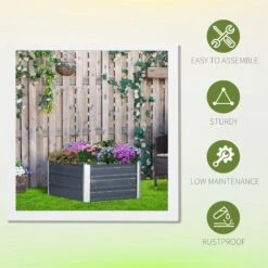 Outsunny 40'' X 16'' Hexagon Metal Raised Garden Bed, Elevated Large Corrugated Galvanized Steel Planter Box W/ Install Gloves For Backyard, Patio To Grow Vegetables, Herbs, And Flowers, Grey -Outsunny WRd1c517e69691e40