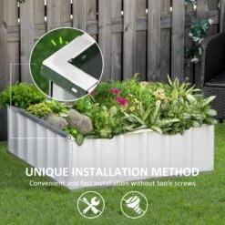 Outsunny 3x3 Ft Galvanized Raised Garden Bed, Metal Outdoor Planter Box For Gardening Vegetables Flowers And Herbs, White -Outsunny WXs35d17ed38df8d0