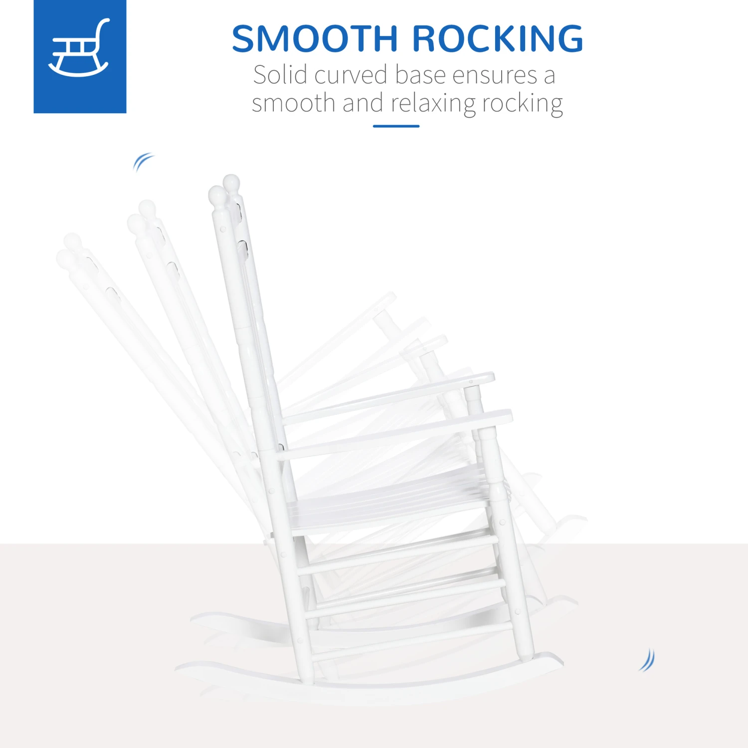 Outsunny Traditional Wooden High-Back Rocking Chair For Porch, Indoor/Outdoor, White 4 Outsunny Traditional Wooden High-Back Rocking Chair For Porch, Indoor/Outdoor, White - Image 4