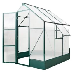 Outsunny 6' X 6' X 7' Walk-in Plant Polycarbonate Greenhouse With Temperature Controlled Window Hobby Greenhouse For Backyard/Outdoor