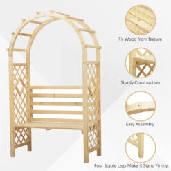 Outsunny Wood Garden Arch With Bench Pergola Trellis For Vines/Climbing Plants, Perfect For The Backyard & Outdoor Space -Outsunny Wfsa0918064a3505f