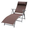 Outsunny Outdoor Folding Chaise Lounge Chair, Portable Lightweight Reclining Sun Lounger With 7-Position Adjustable Backrest & Pillow For Patio, Deck, And Poolside, Brown