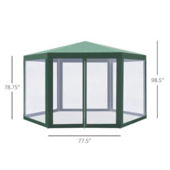 Outsunny 13ft X 13ft Outdoor Party Tent Hexagon Sun Shelter Canopy With Protective Mesh Screen Walls & Proper Sun Protection, Green 11 Outsunny 13ft X 13ft Outdoor Party Tent Hexagon Sun Shelter Canopy With Protective Mesh Screen Walls & Proper Sun Protection, Green -Outsunny Wo3c1718162b62fb1