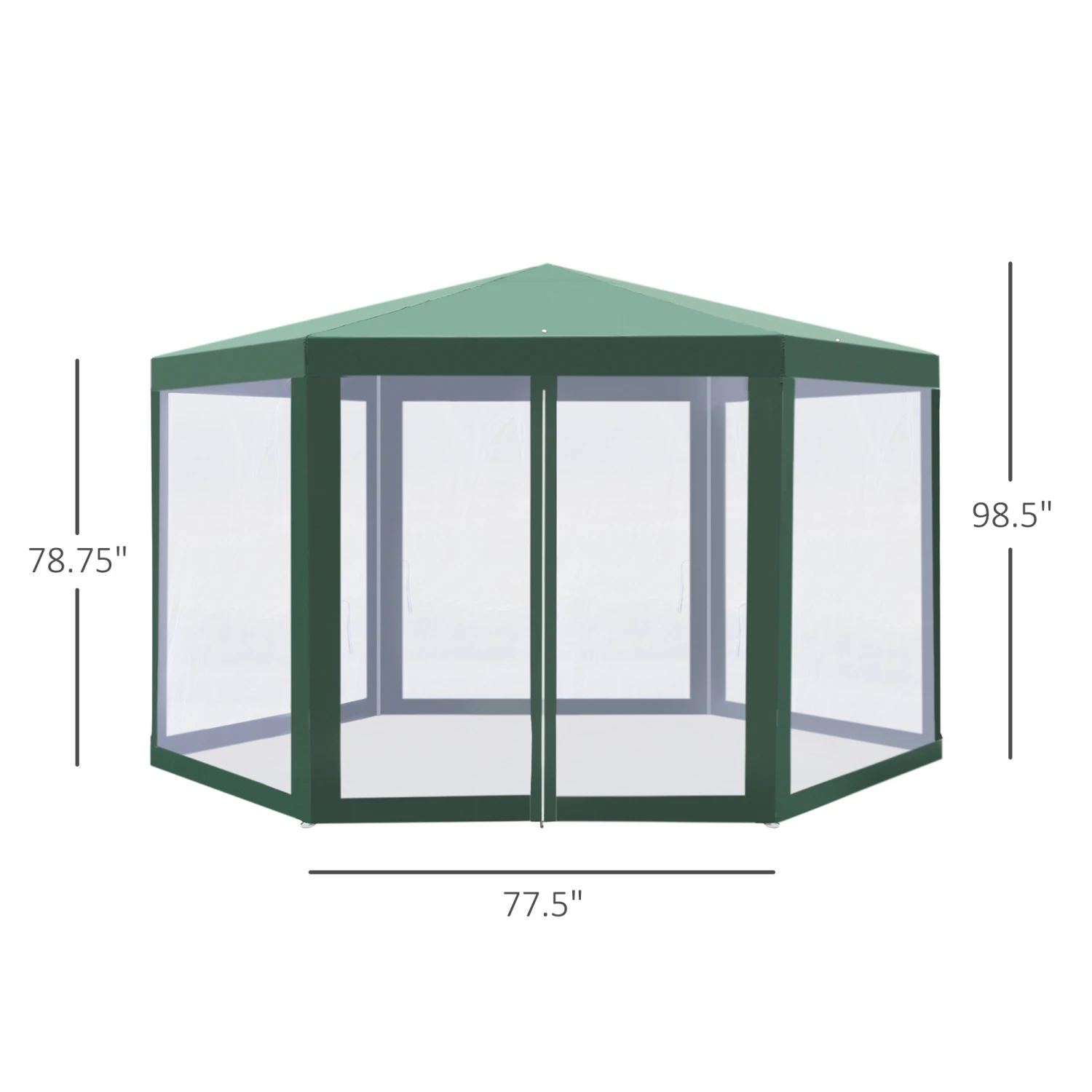 Outsunny 13ft X 13ft Outdoor Party Tent Hexagon Sun Shelter Canopy With Protective Mesh Screen Walls & Proper Sun Protection, Green 3 Outsunny 13ft X 13ft Outdoor Party Tent Hexagon Sun Shelter Canopy With Protective Mesh Screen Walls & Proper Sun Protection, Green - Image 3