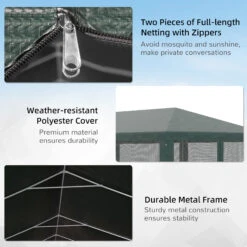 Outsunny 10' X 28' Party Tent Canopy, Outdoor Event Shelter Gazebo With 8 Removable Mesh Sidewalls, Zipper Doors, Steel Frame, Green 15 Outsunny 10' X 28' Party Tent Canopy, Outdoor Event Shelter Gazebo With 8 Removable Mesh Sidewalls, Zipper Doors, Steel Frame, Green -Outsunny Wo67561875514d6c6
