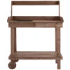 Outsunny 36'' Wooden Potting Bench Work Table With 2 Removable Wheels, Sink, Drawer & Large Storage Spaces, Brown