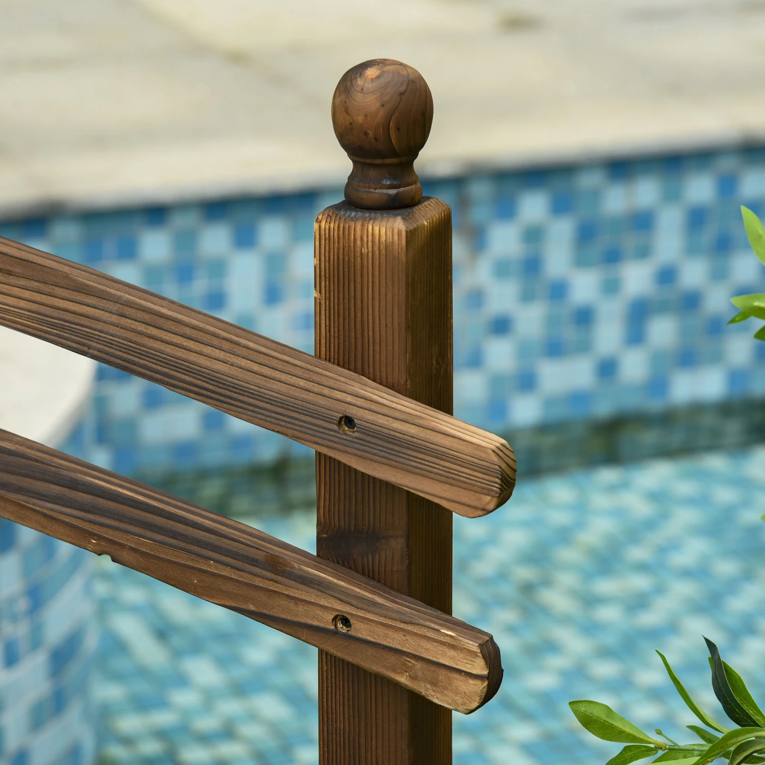 Outsunny 7.5' Fir Wood Garden Bridge Arc Walkway With Side Railings, Perfect For Backyards, Gardens, & Streams, Stained 11 Outsunny 7.5' Fir Wood Garden Bridge Arc Walkway With Side Railings, Perfect For Backyards, Gardens, & Streams, Stained - Image 11