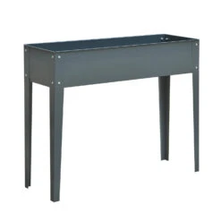 Outsunny 39" X 12" X 32" Metal Raised Garden Bed Planter Box With Durable Material & 3 Bottom Drain Holes, Dark Grey